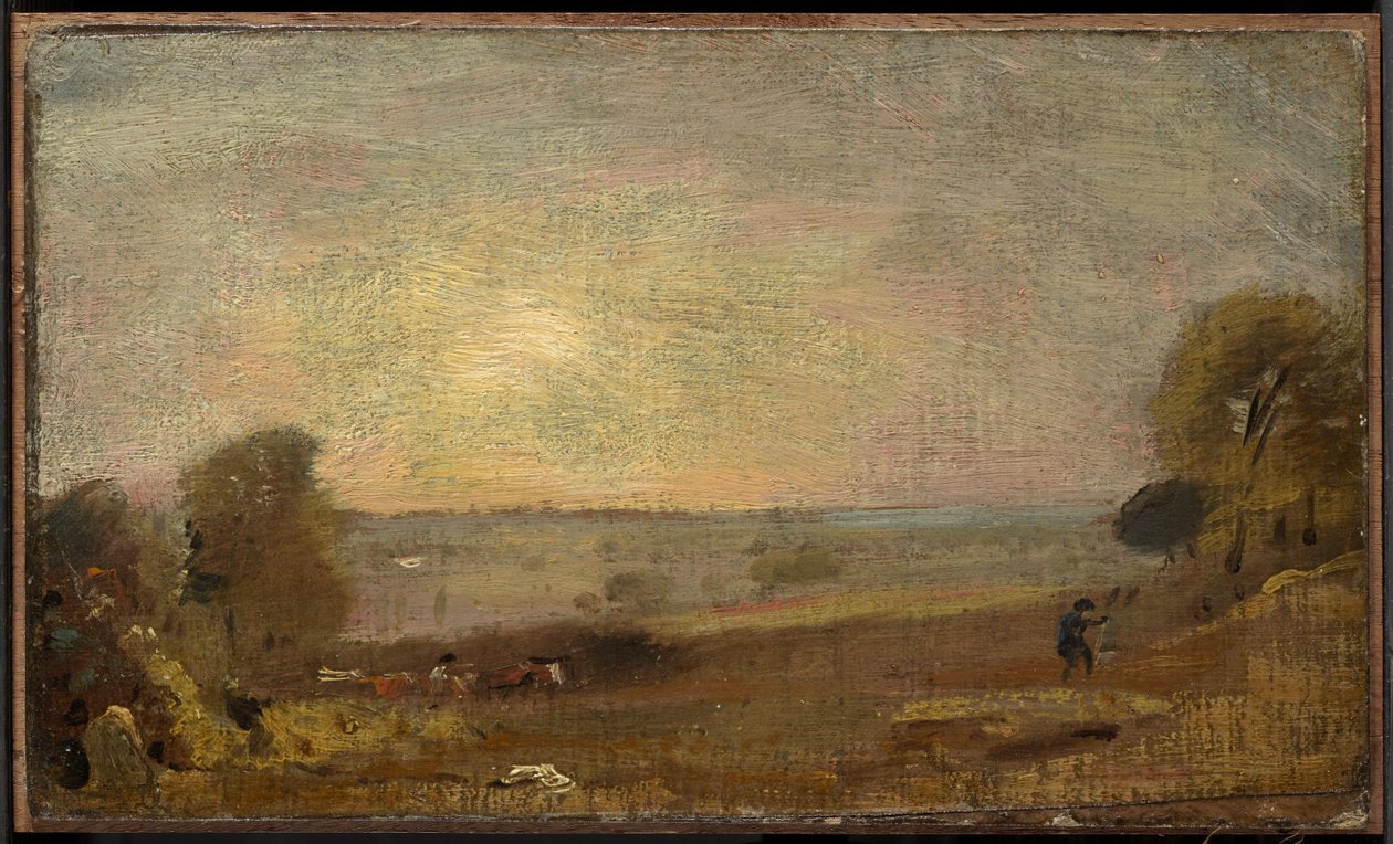 Vale de Dedham visto da estrada para East Bergholt, pôr do sol de John Constable