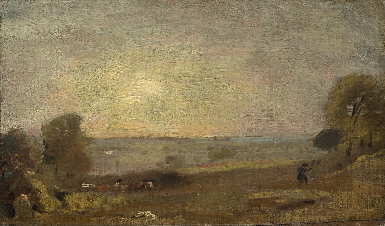 Dedham Vale da estrada para Bergholt leste: pôr do sol, 1810 de John Constable