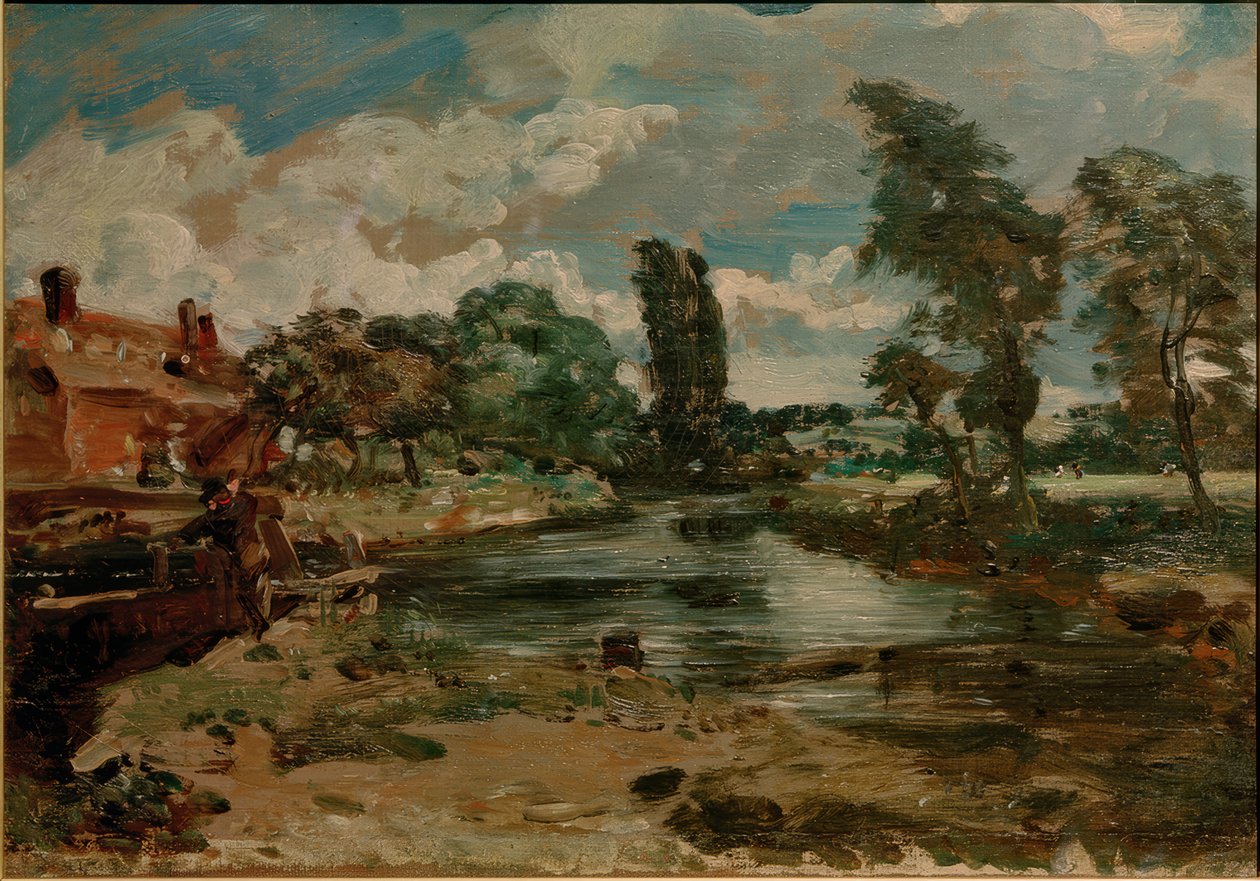 Moinho Flatford visto da fechadura de John Constable