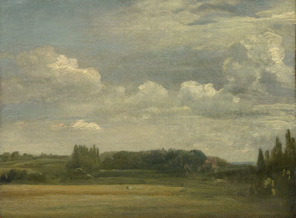 Terra comum de Bergholt, vista para a reitoria, 18 de agosto de 1813 de John Constable