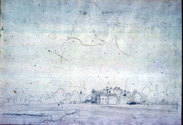 Casa com uma fileira de árvores (lápis) de John Constable