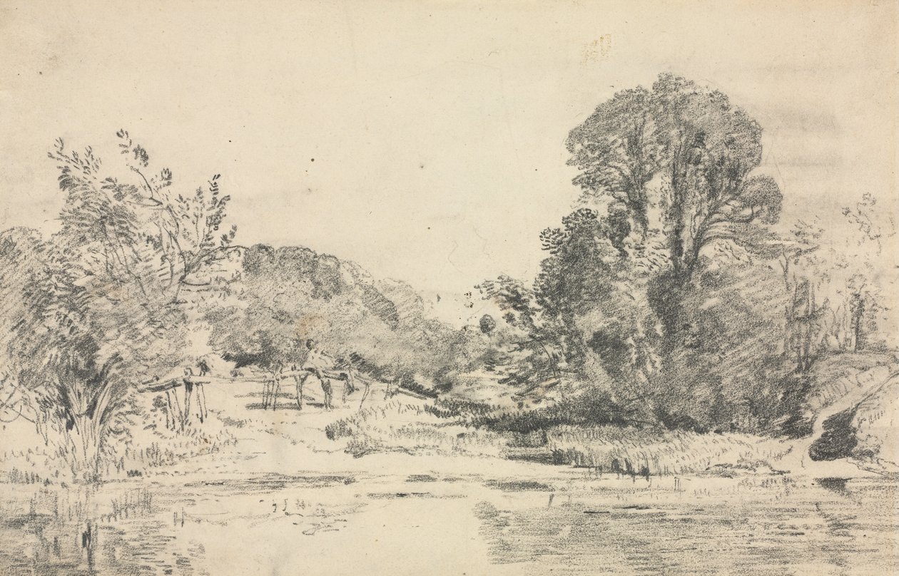 Paisagem com árvores ao redor de uma lagoa de John Constable
