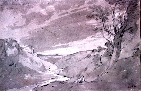 Na Pomba perto de Buxton, 1801 (lápis e sépia) de John Constable