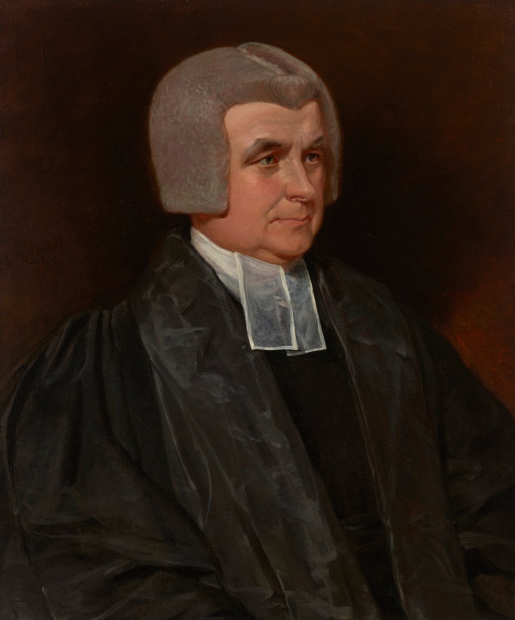 Retrato do Reverendo Dr. John Wingfield (1760-1825), cónego da Catedral de Worcester, a meio comprimento, com uma bata preta e faixas brancas de John Constable