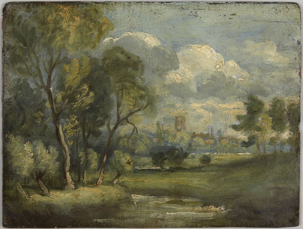 Frente: Prado ribeirinho, esboço; Verso: Salgueiros, esboço de John Constable