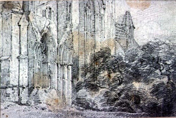 Ruínas de uma igreja (desenho) de John Constable