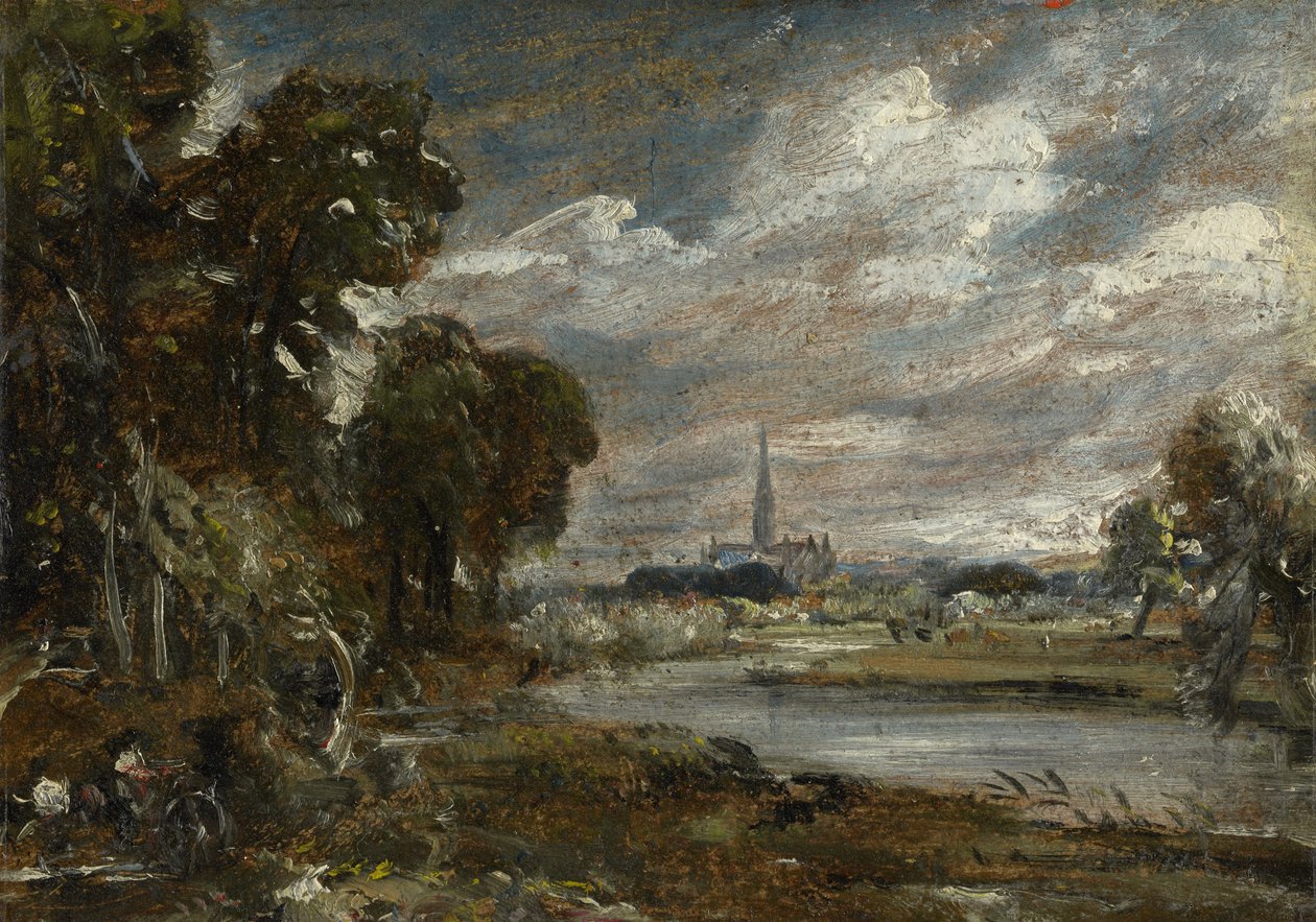 Catedral de Salisbury do rio Nadder, c.1829 de John Constable