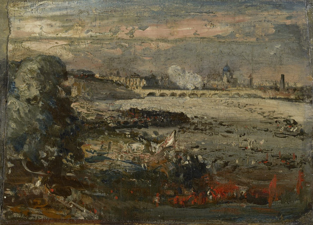 Esboço para "A abertura da ponte de Waterloo vista da Whitehall Stairs, 18 de junho de 1817", c.1819 de John Constable