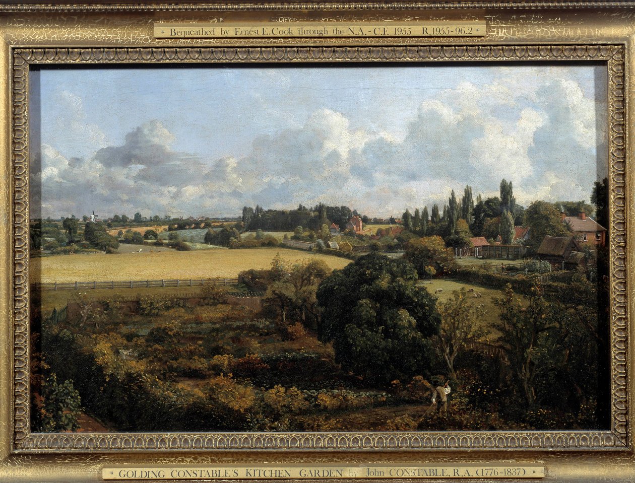 A horta e o jardim de frutas Paisagem Constable da paisagem rural inglesa. Pintura de John Constable (1776-1837) 1815 Ipswich. Museu do Concelho do Concelho de John Constable