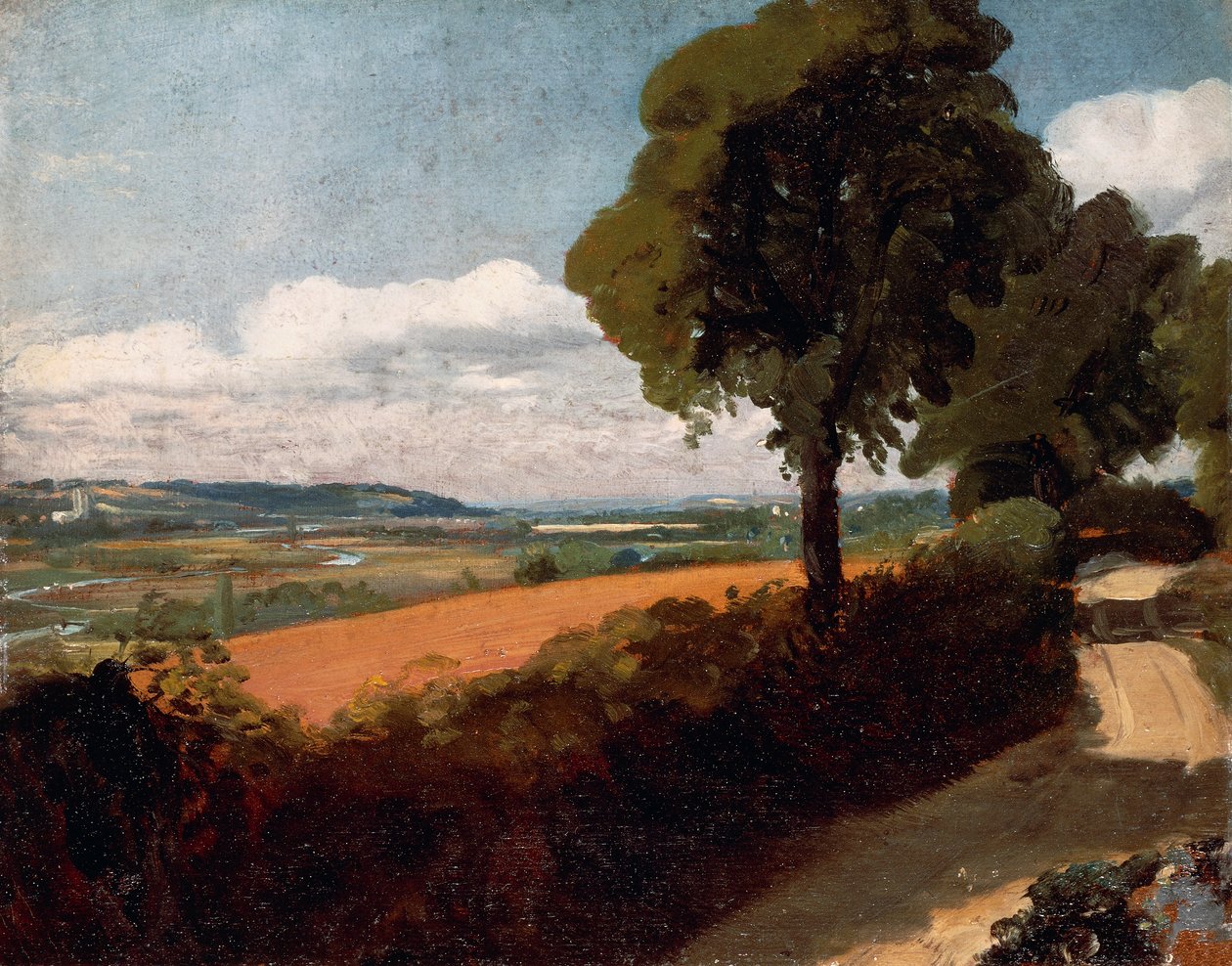 Vista de uma estrada que conduz a East Bergholt de John Constable