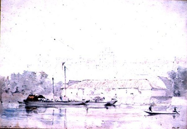 Castelo de Windsor do rio, 1802 (lápis e giz vermelho e aquarela) de John Constable