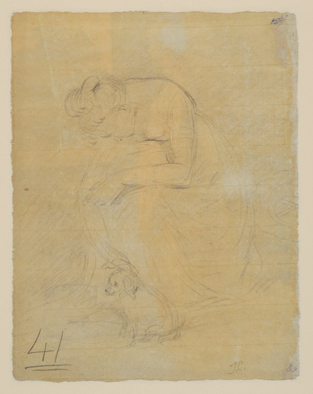 Mulher sentada, com um cão a seus pés, verso, c.1806 de John Constable