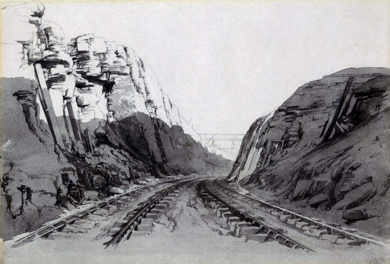 Blisworth Cutting, Northamptonshire, setembro de 1838 (caneta e tinta e papel) de John Cooke Bourne