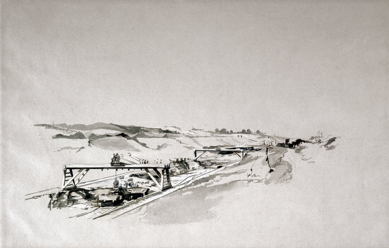 Blisworth Cutting, Northamptonshire, setembro de 1838 (caneta e tinta e papel) de John Cooke Bourne