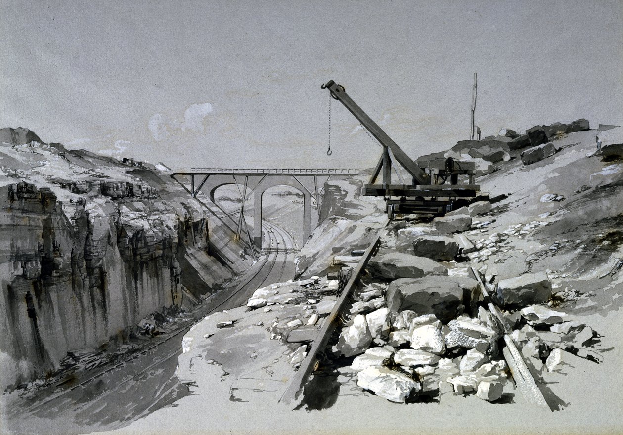 Blisworth Cutting, Northamptonshire, acima, 2 de julho de 1837 (caneta e tinta e papel) de John Cooke Bourne
