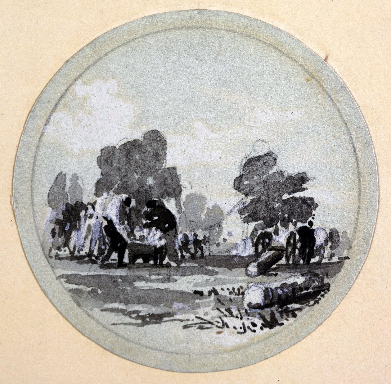 Limpeza, London & Birmingham Railway, c.1838 (caneta e tinta e papel) de John Cooke Bourne