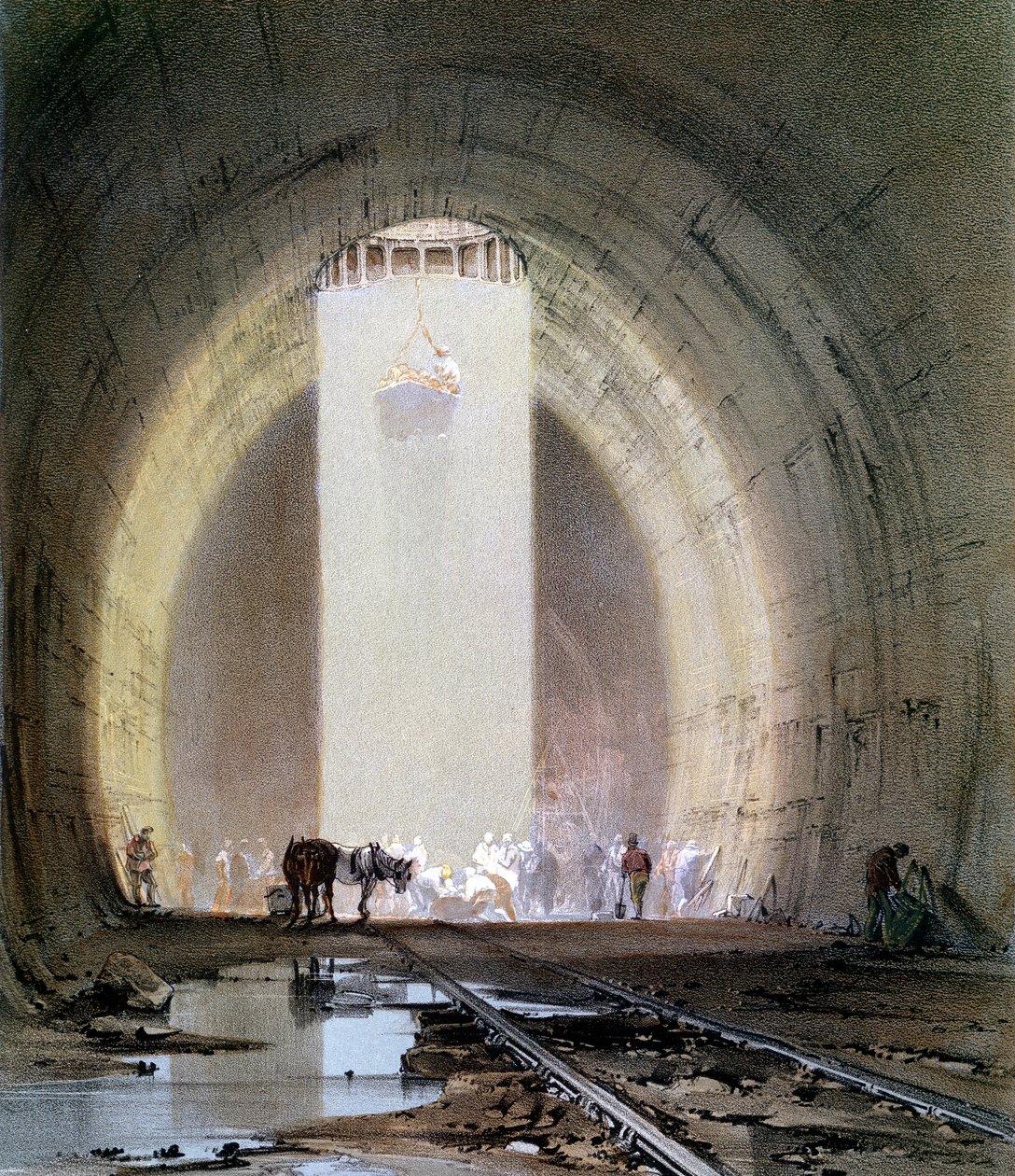 Construção do túnel Kilsby na London & Birmingham Railway, 8 de julho de 1839 de John Cooke Bourne