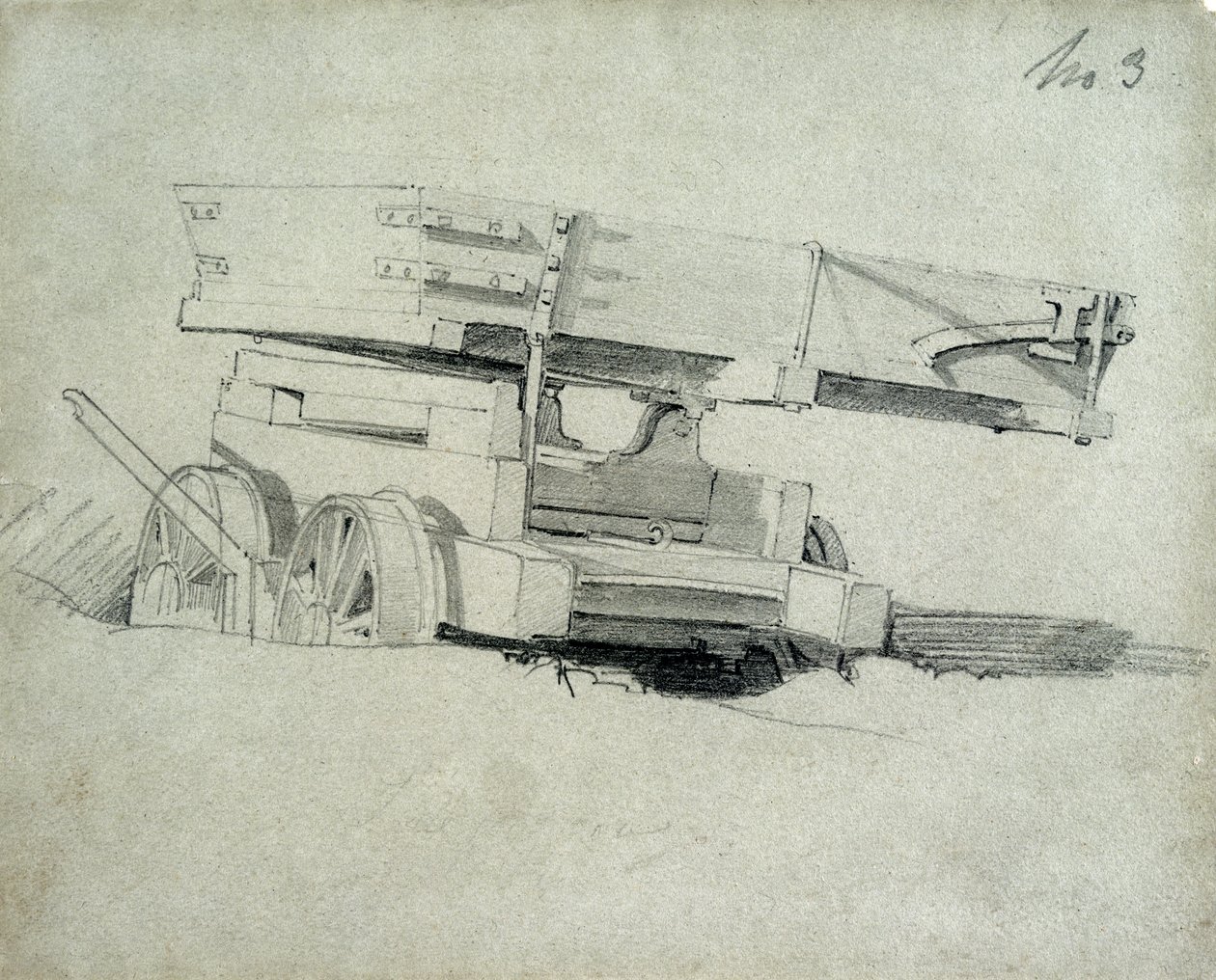 Empreiteiros Tipping Wagon, No.3, 1830s (caneta e tinta e lavar no papel) de John Cooke Bourne