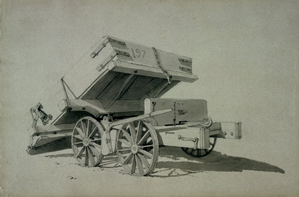 Empreiteiros Tipping Wagon, No.3, 1830s (caneta e tinta e lavar no papel) de John Cooke Bourne