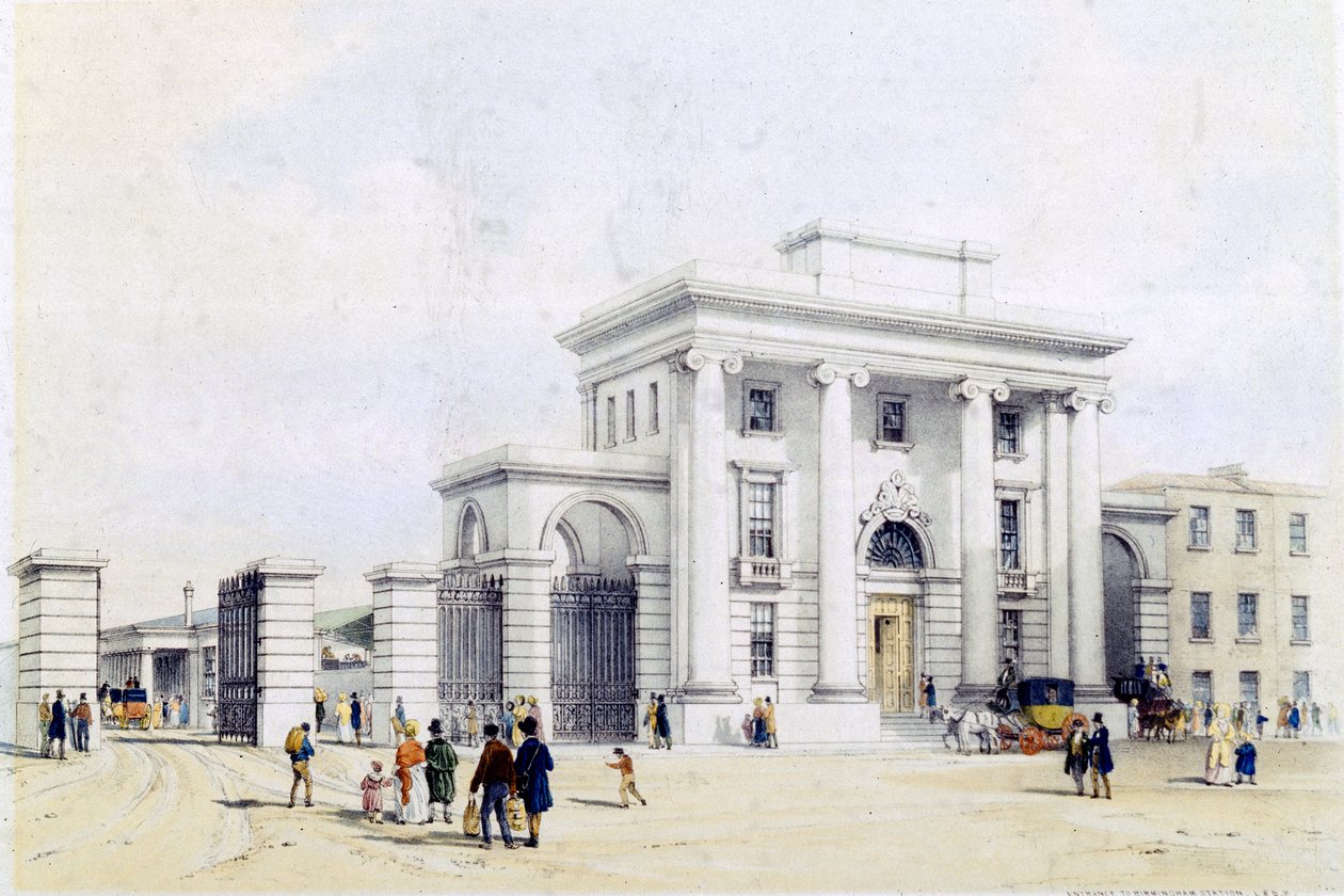 Entrada para a estação de Birmingham, 1838-39 de John Cooke Bourne