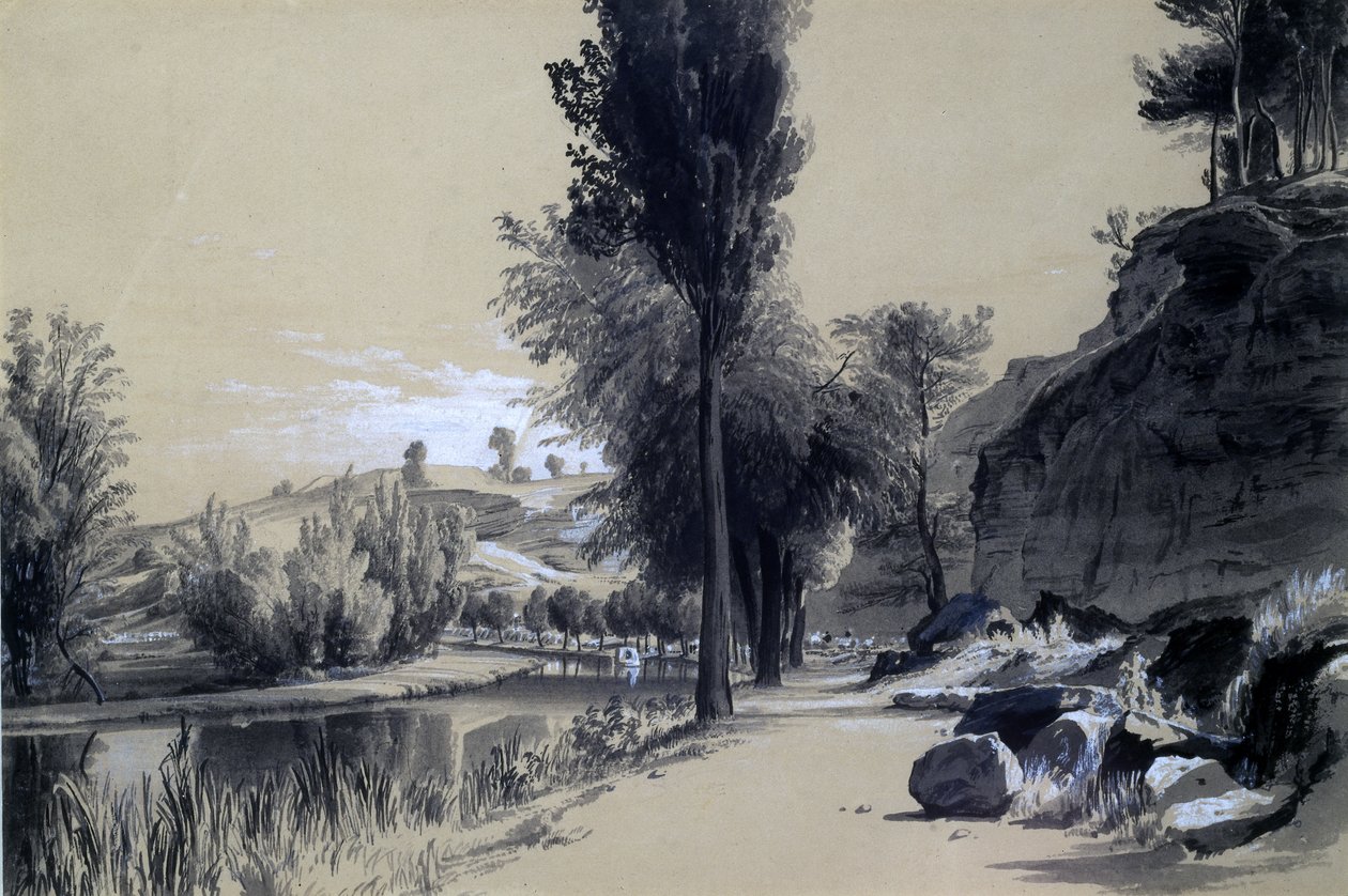 Linslade Rocks, 23 de junho de 1837 (caneta e tinta e papel) de John Cooke Bourne