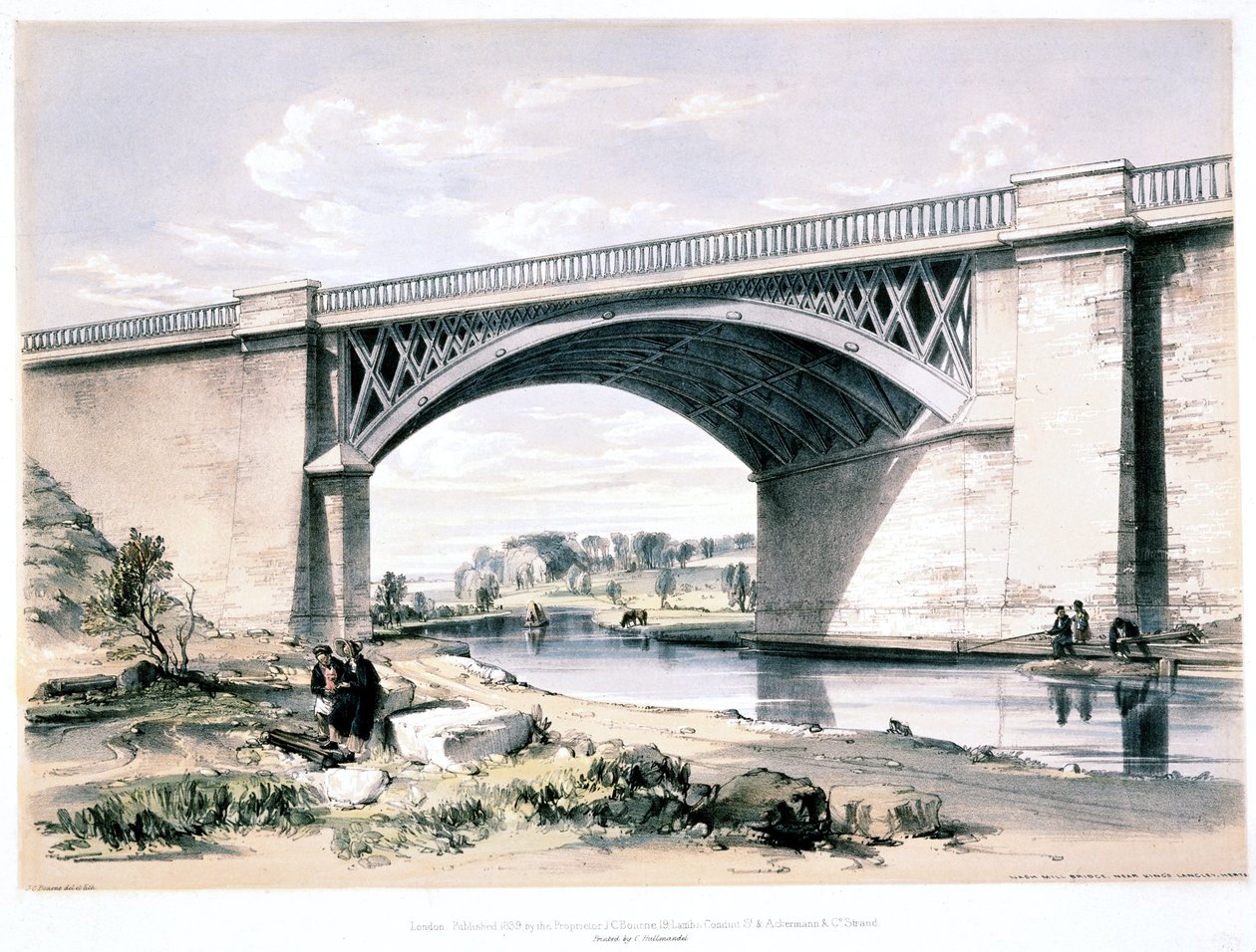 Nash Mill Bridge, perto de Kings Langley, Hertfordshire, 1839 de John Cooke Bourne