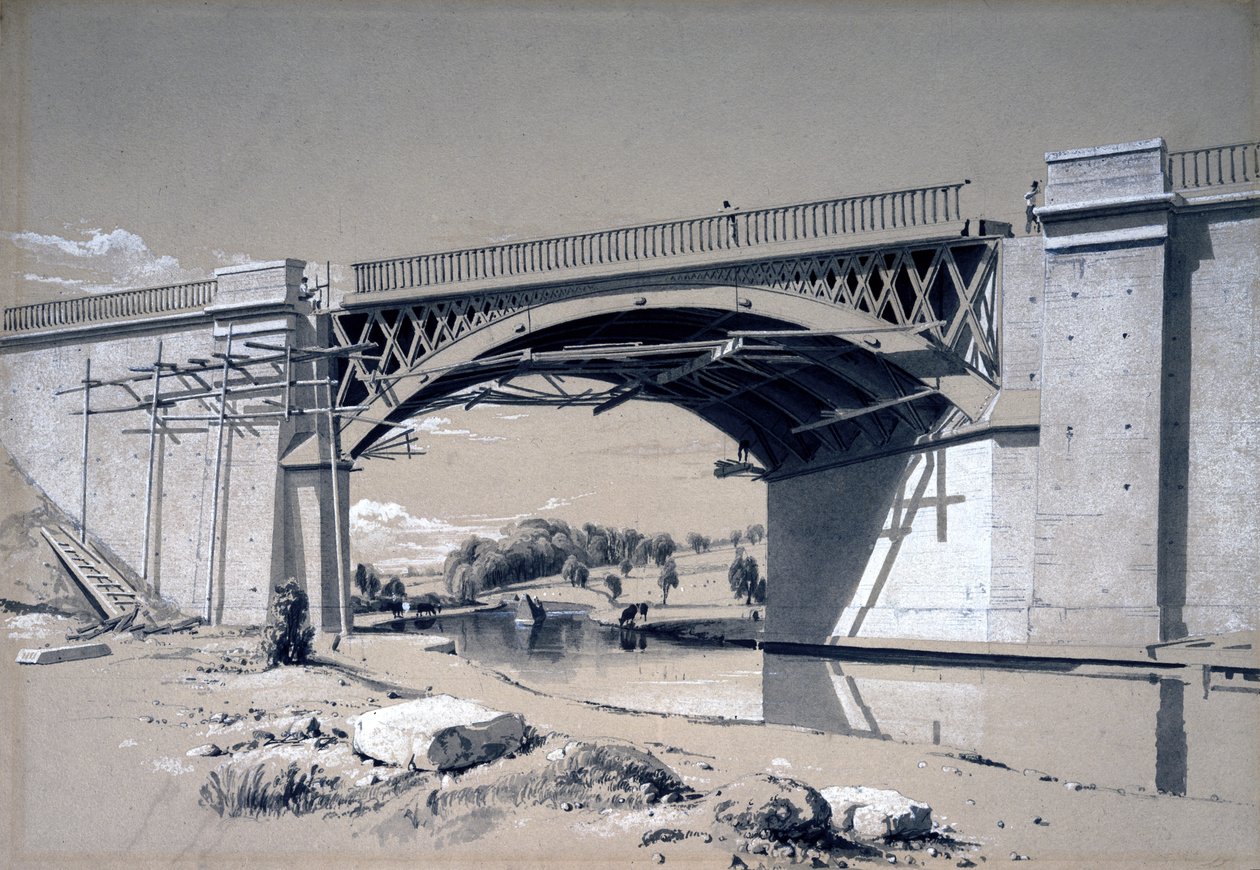 Ponte Nash Mills, Kings Langley, Hertfordshire, 10 de junho de 1837 (caneta e tinta e papel) de John Cooke Bourne