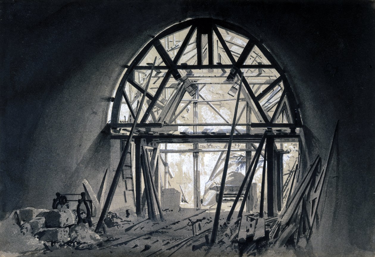 North Church Tunnel, 17 de junho de 1837 (caneta e tinta e papel) de John Cooke Bourne