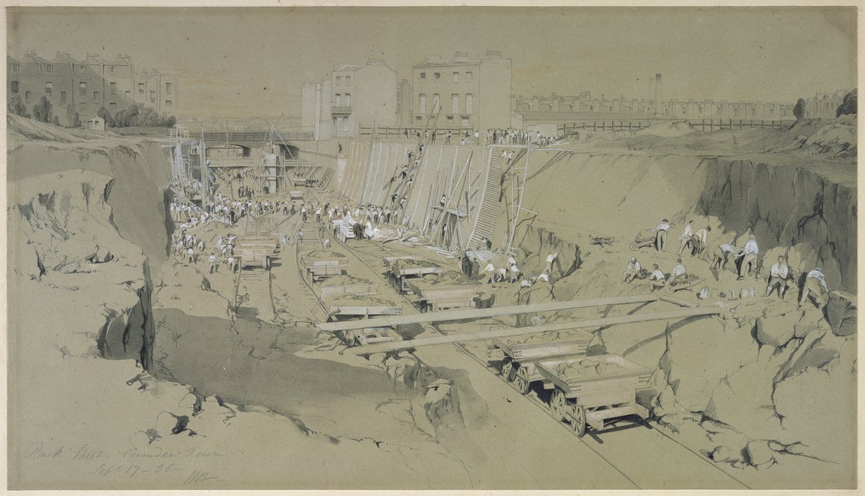 Park Street, Camden Town, 17 de setembro de 1836 (caneta e tinta e papel) de John Cooke Bourne