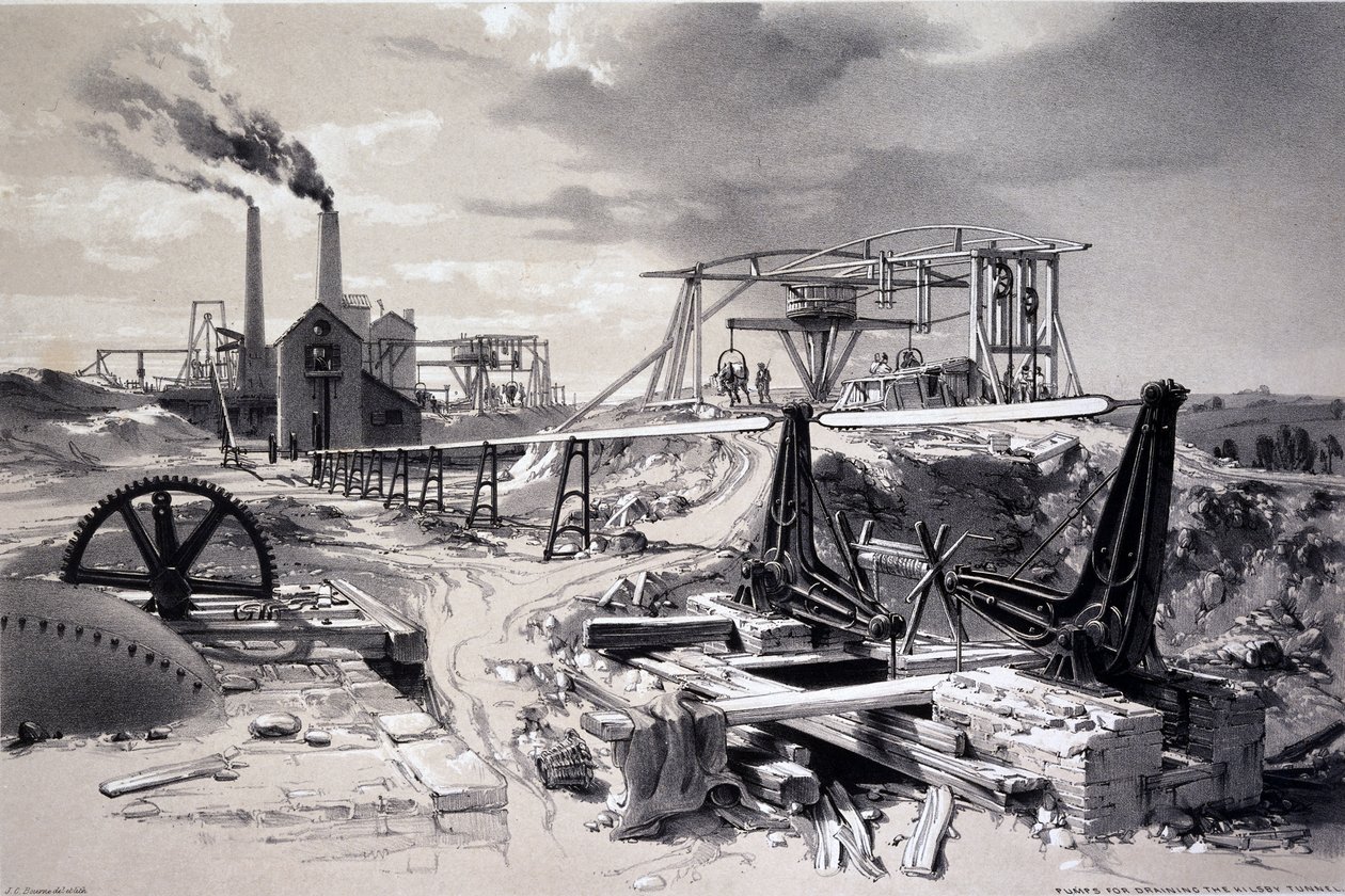 Bombas, eixo de ventilação, Kilsby Tunnel, Northamptonshire, 15 de julho de 1837 (caneta e tinta e papel) de John Cooke Bourne