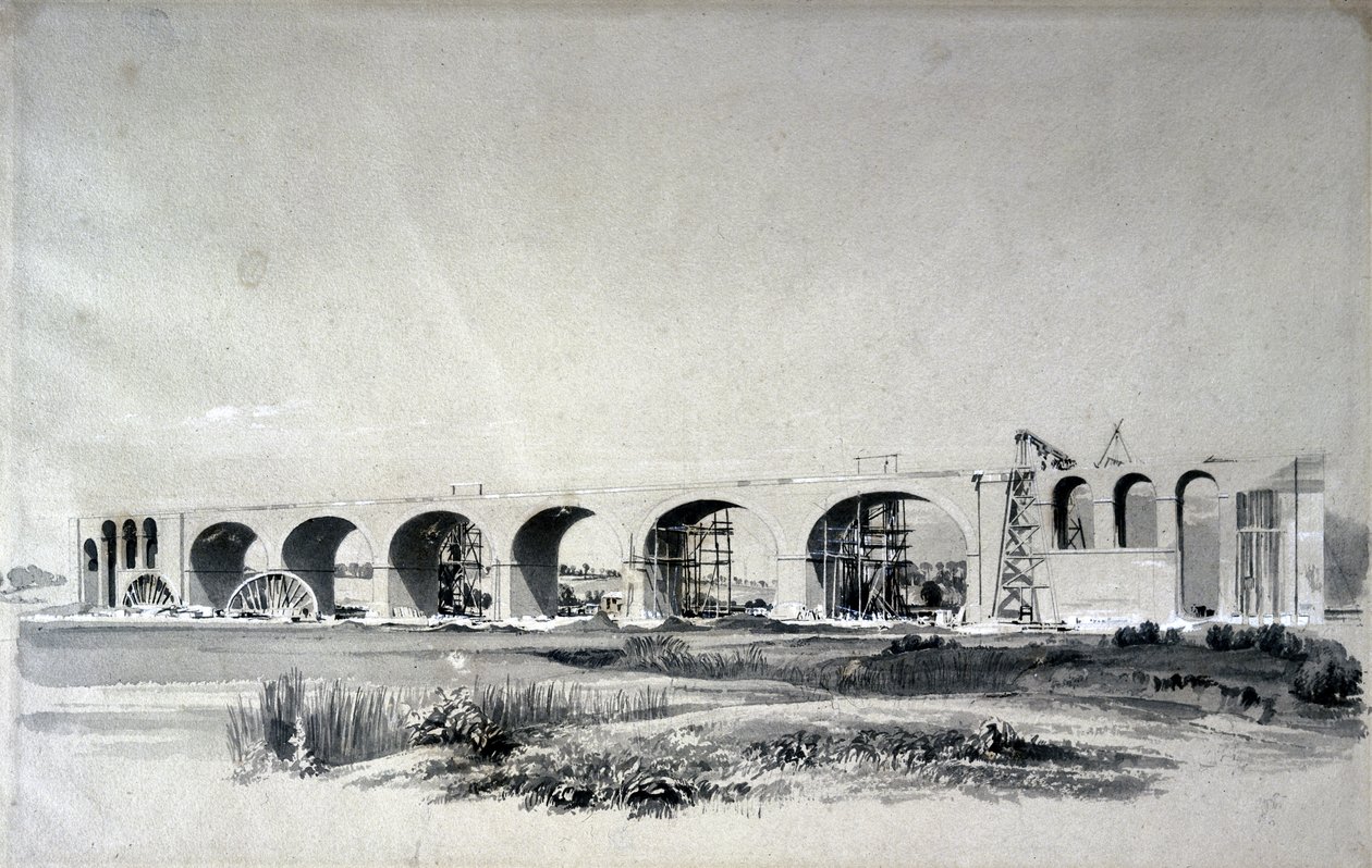 Viaduto de Wolverton, 30 de junho de 1837 (caneta e tinta e papel) de John Cooke Bourne