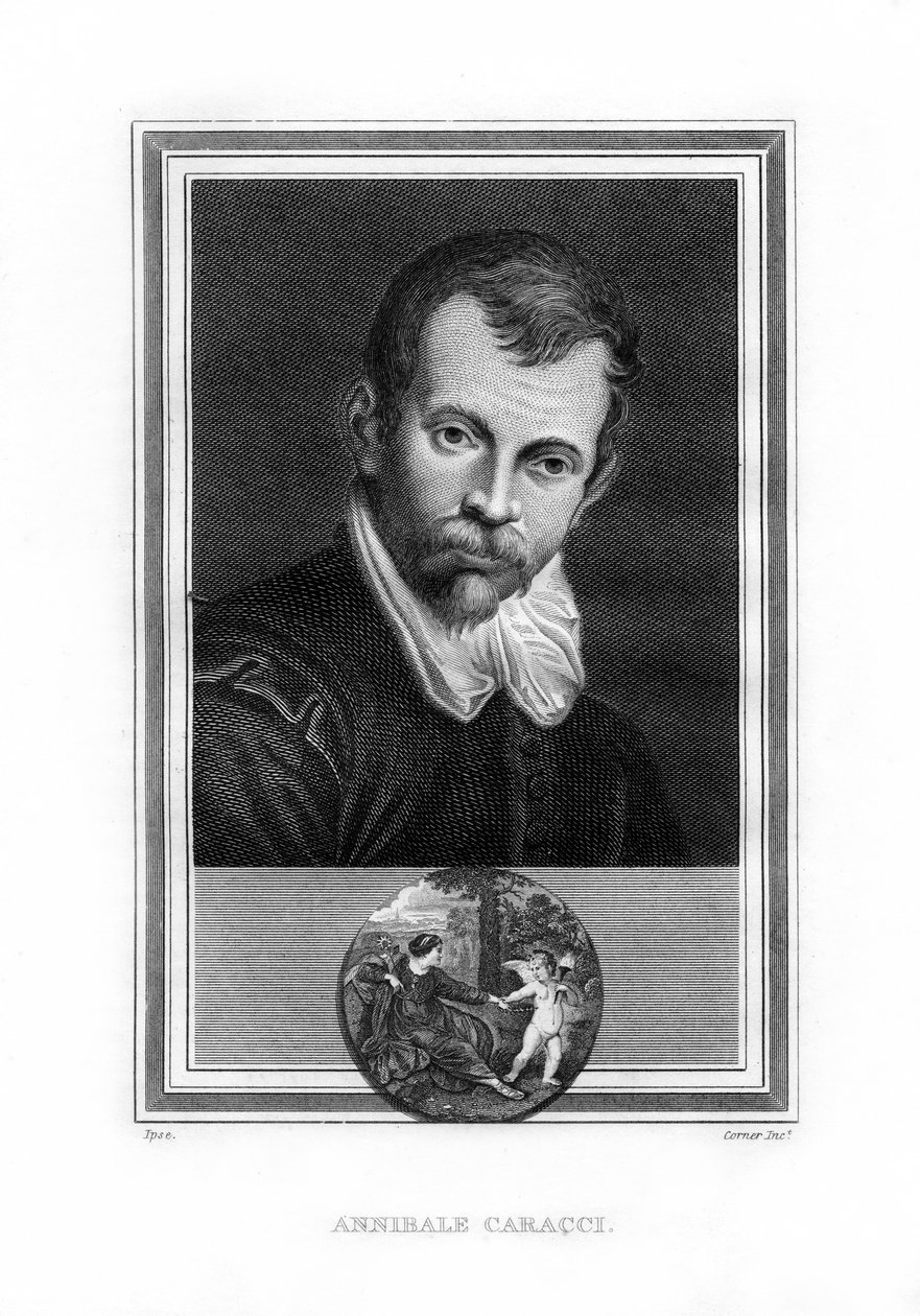 Annibale Carracci, barroco italiano foi pintor, 1825. de John Corner