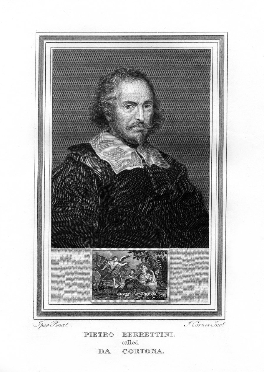 Pietro da Cortona, barroco italiano foi pintor, 1825. de John Corner