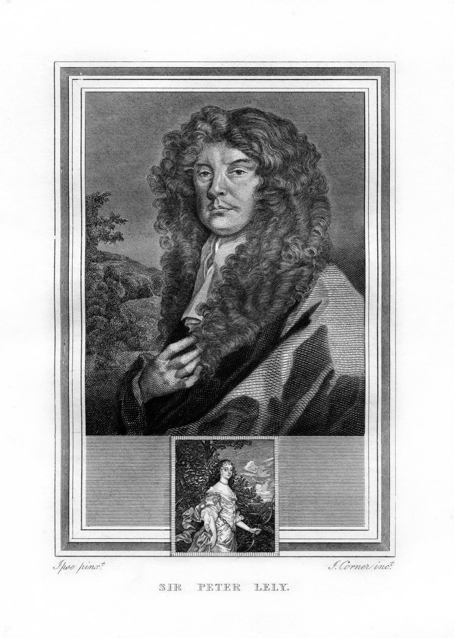 Sir Peter Lely, pintor da época barroca inglesa de origem holandesa, 1825. de John Corner