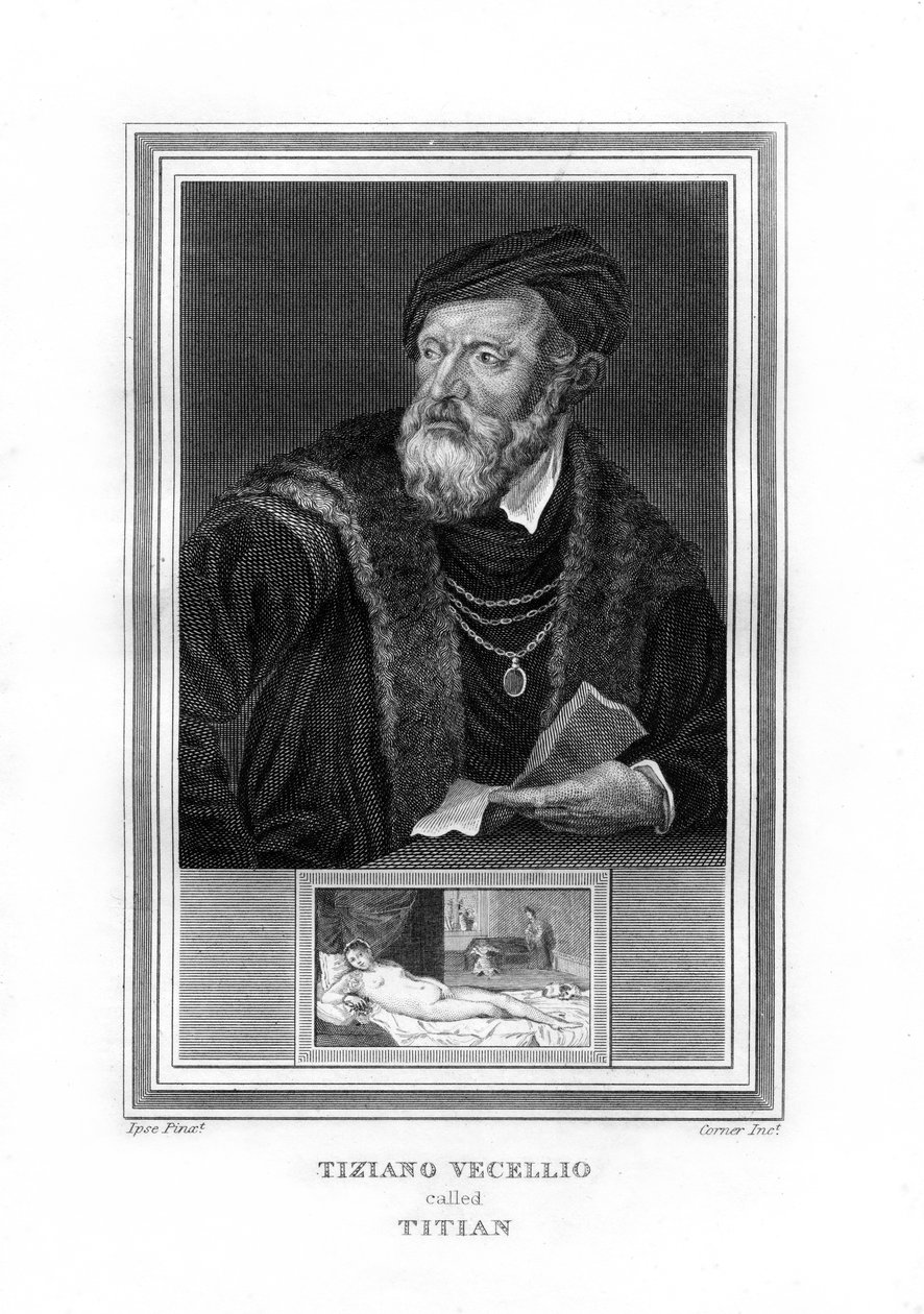 Tiziano Vecelli Titian, pintor alto italiano da Renascença, 1825. de John Corner