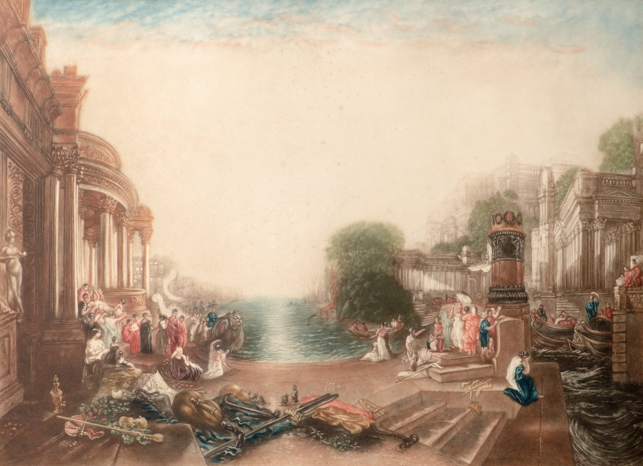 O Declínio de Cartago (mezzotint) de John Cother Webb