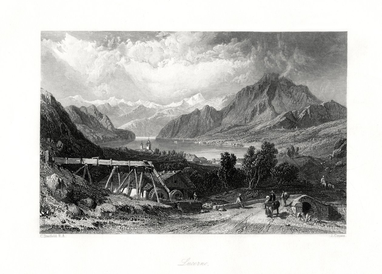 Lucerna, Suíça Central, século XIX de John Cousen