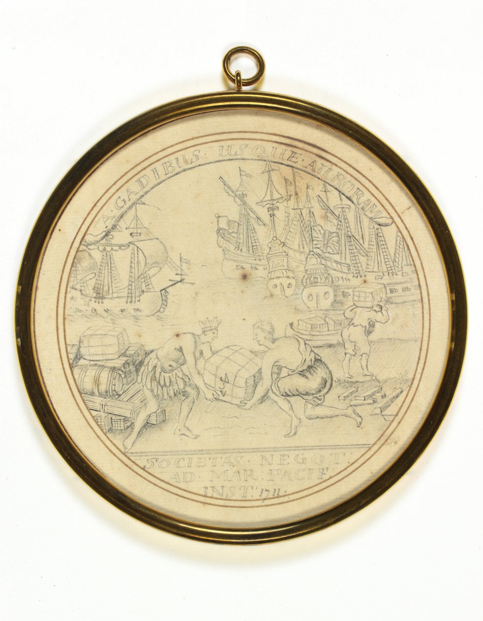 Design para uma medalha em comemoração à Instituição da Companhia do Mar do Sul de John Croker