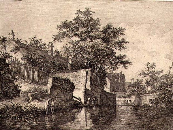 Front of The New Mills, pub. por J. & W. Freeman em 1821 de John Crome