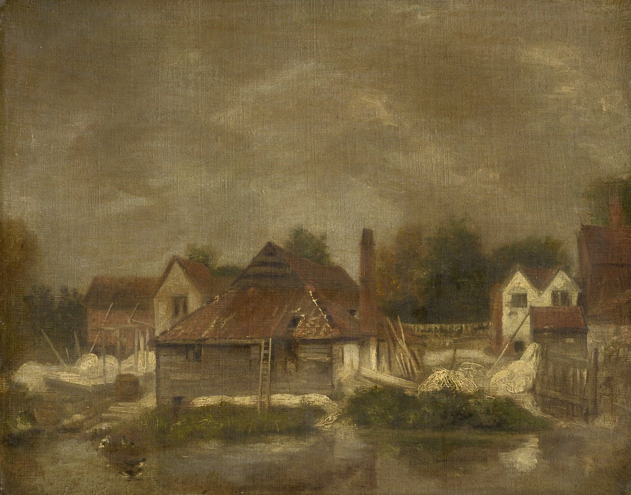 Galpões e casas antigas no Yare, c.1803 de John Crome