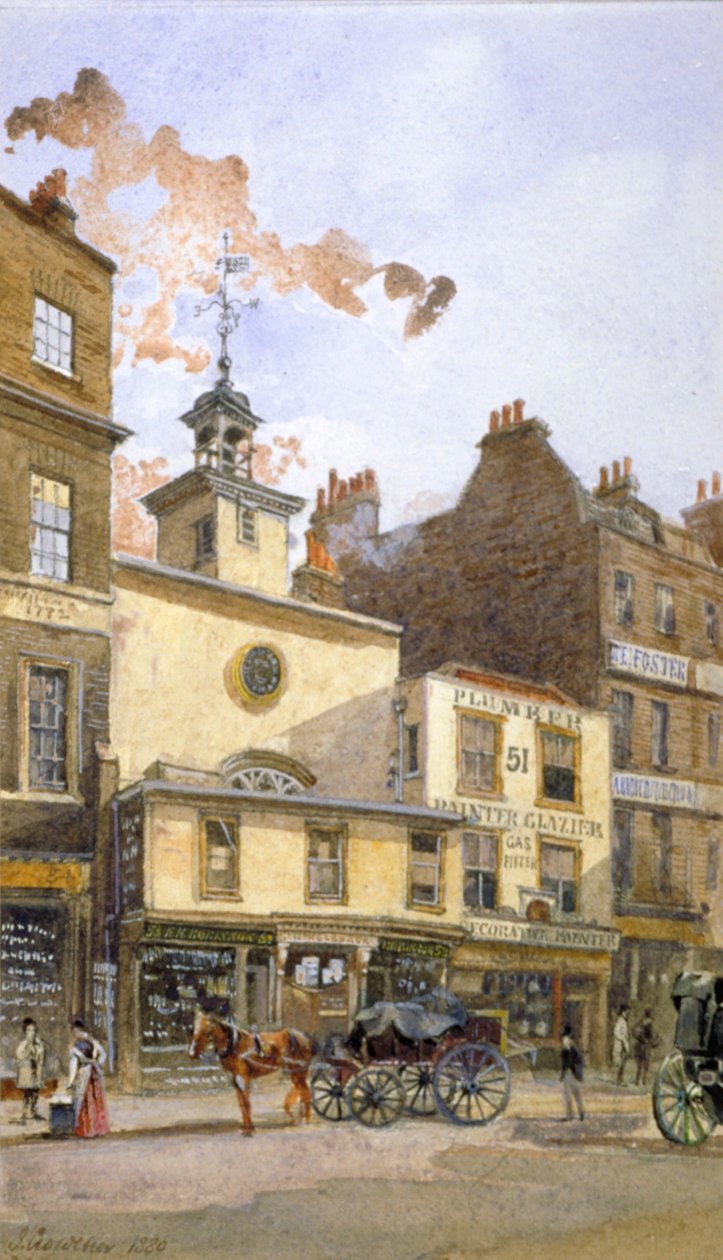 Igreja de Santa Ethelburga-the-Virgin dentro do Bishopsgate, City of London, 1880 de John Crowther