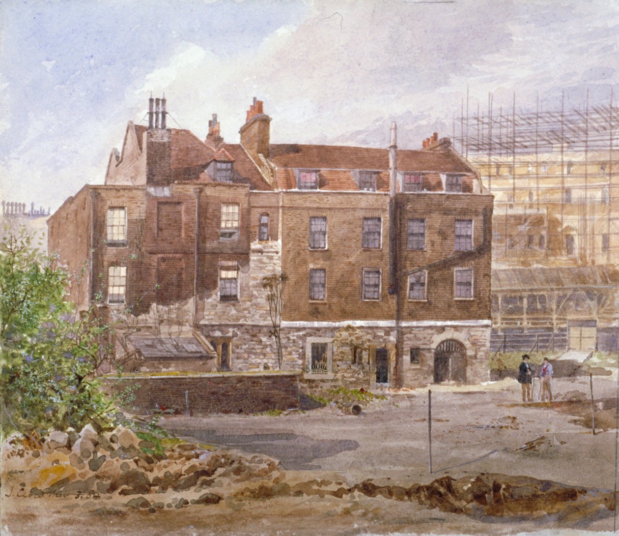 Frente leste do escritório Almonry, Middle Scotland Yard, Westminster, Londres, 1884. de John Crowther