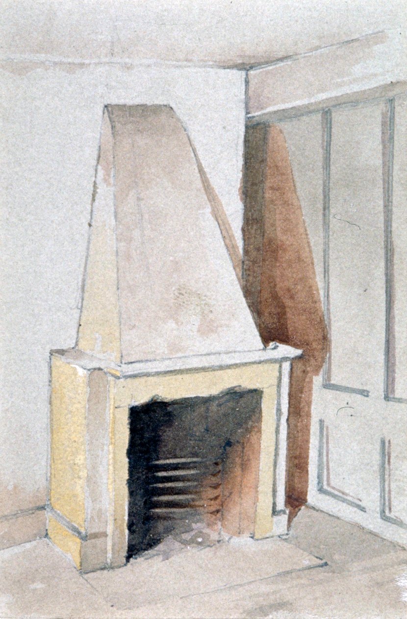 Lareira em um dos quartos superiores, no 21 Austin Friars Street, City of London, 1885 de John Crowther