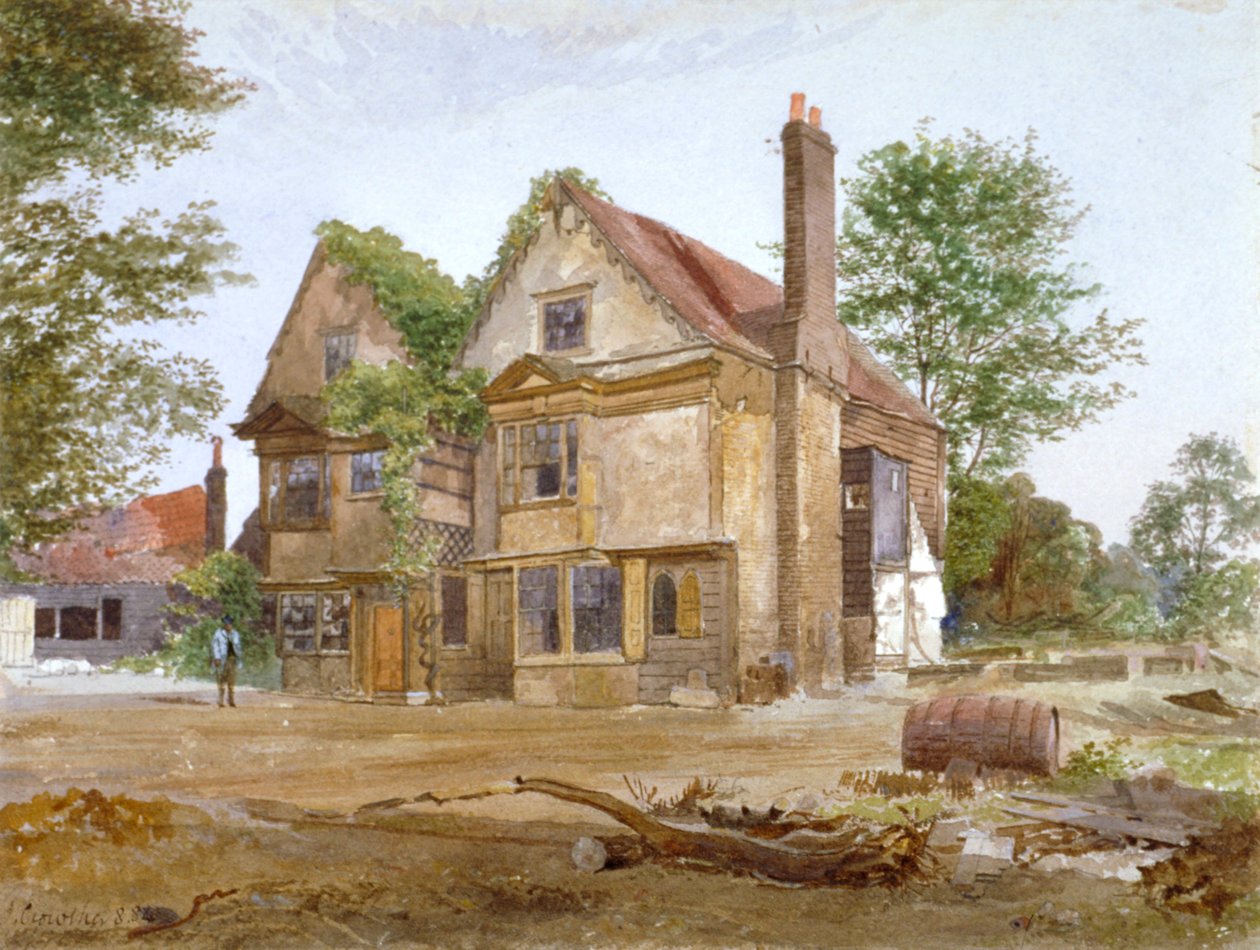Vista frontal da Basing Manor House, Peckham High Street, Camberwell, Londres, 1884 de John Crowther