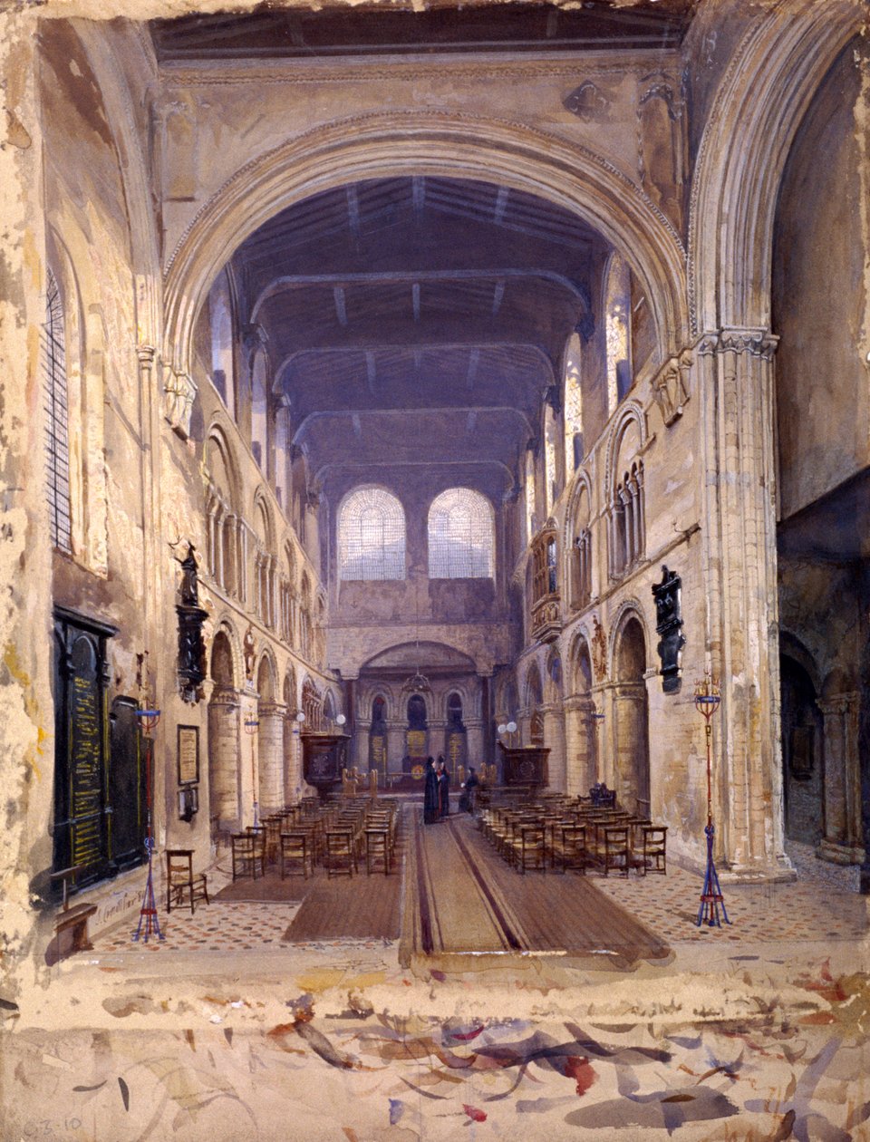 Interior do Priorado de São Bartolomeu, Londres, 1880 de John Crowther