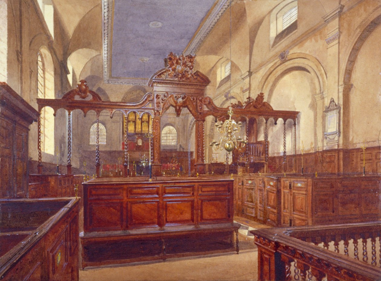 Interior da Igreja de Todos os Santos, o Grande, Cidade de Londres, 1884. de John Crowther