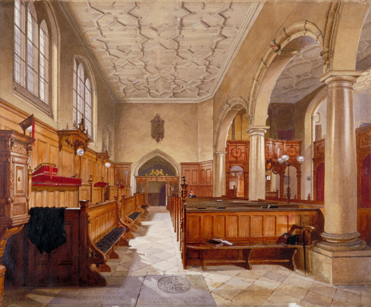 Interior da capela em Charterhouse, Londres, 1885. de John Crowther