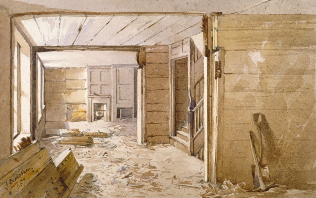 Interior da sala ao lado da Prisão White Lyon, Borough High Street, Southwark, Londres, 1887 de John Crowther