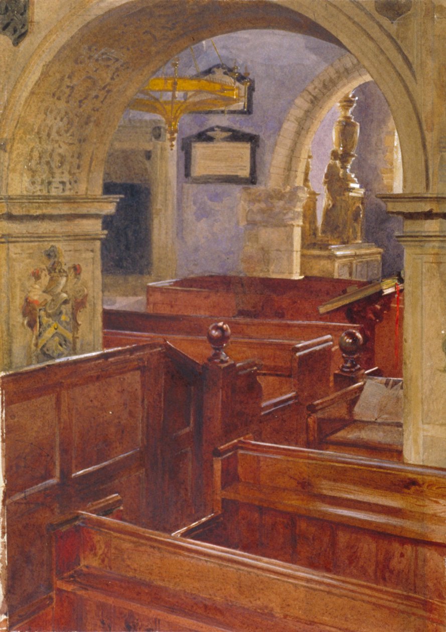 Vista interior da Igreja de Todos os Santos, Chelsea, Londres, 1880 de John Crowther
