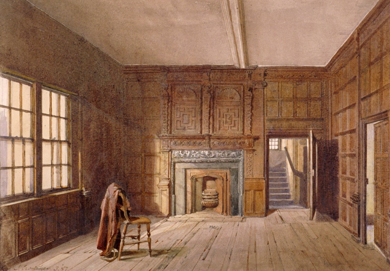 Vista interior do quarto de Sir John Spencer em Canonbury House, Islington, Londres, 1887 de John Crowther